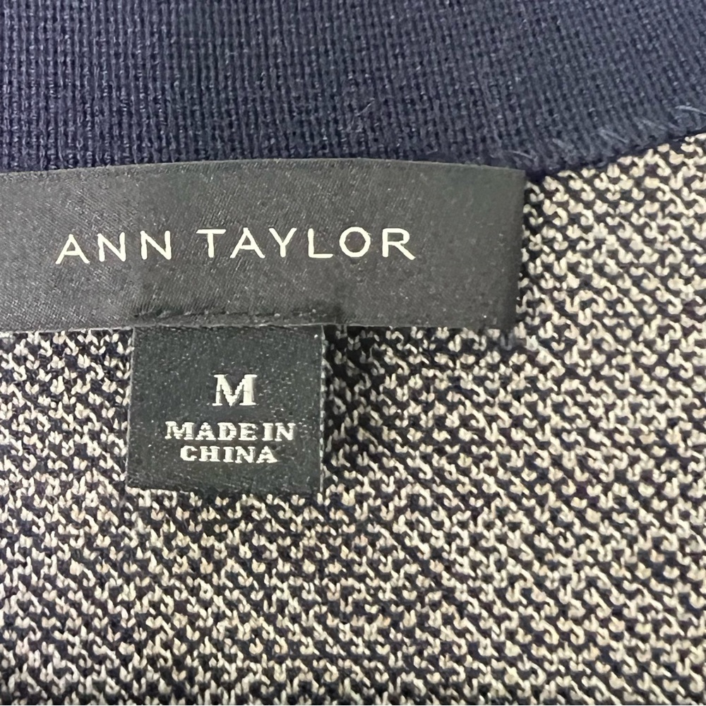 Ann Taylor Jacket Black Gray & Tan Color Block Viscose Open Front EUC M👍 - Picture 5 of 7